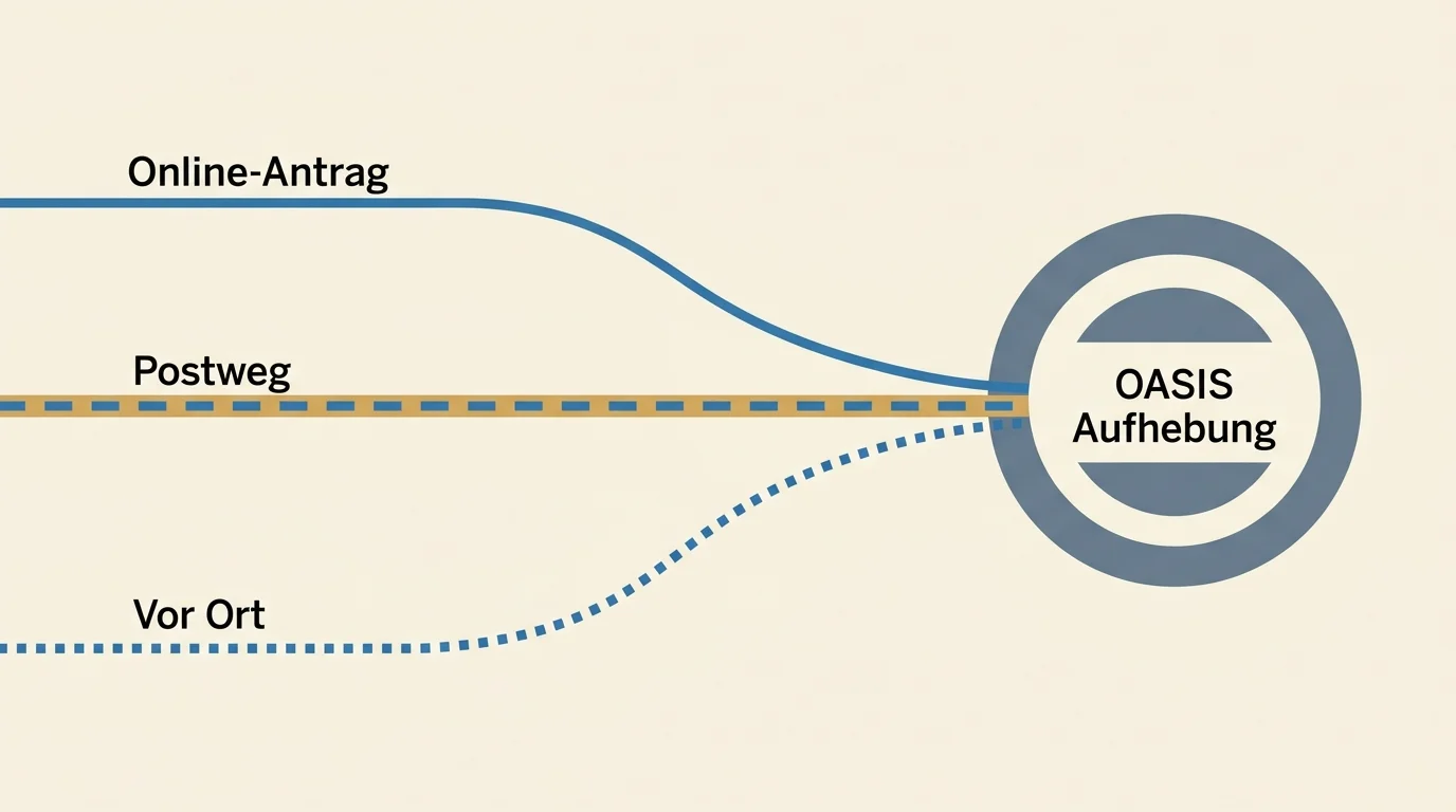 Schematische Darstellung dreier paralleler Pfade zu einer zentralen Ziel-Form, als Metapher für die drei Antragswege