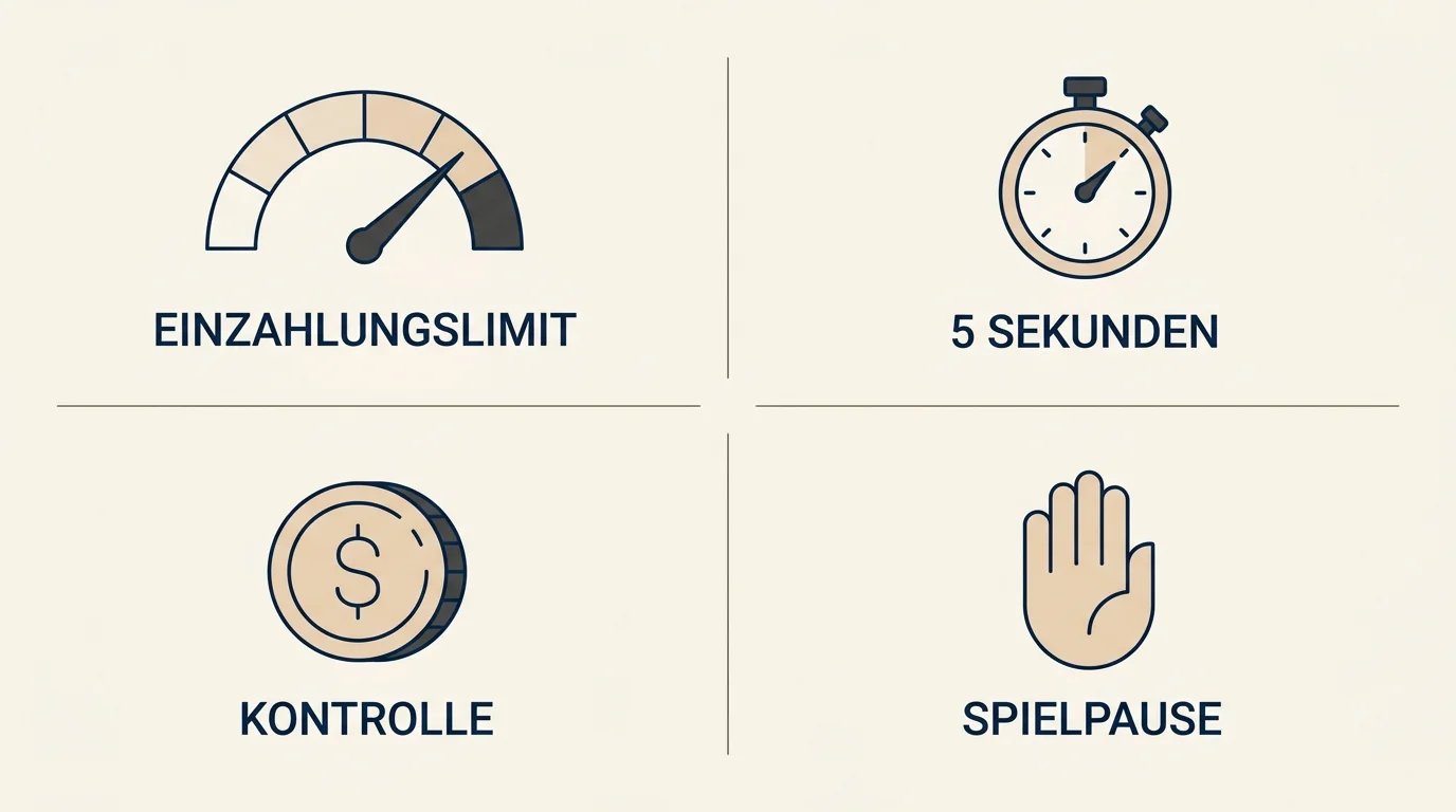 Übersicht der GlüStV-Schutzmechanismen LUGAS-Limit, 5-Sekunden-Regel und 1-Euro-Spin-Cap
