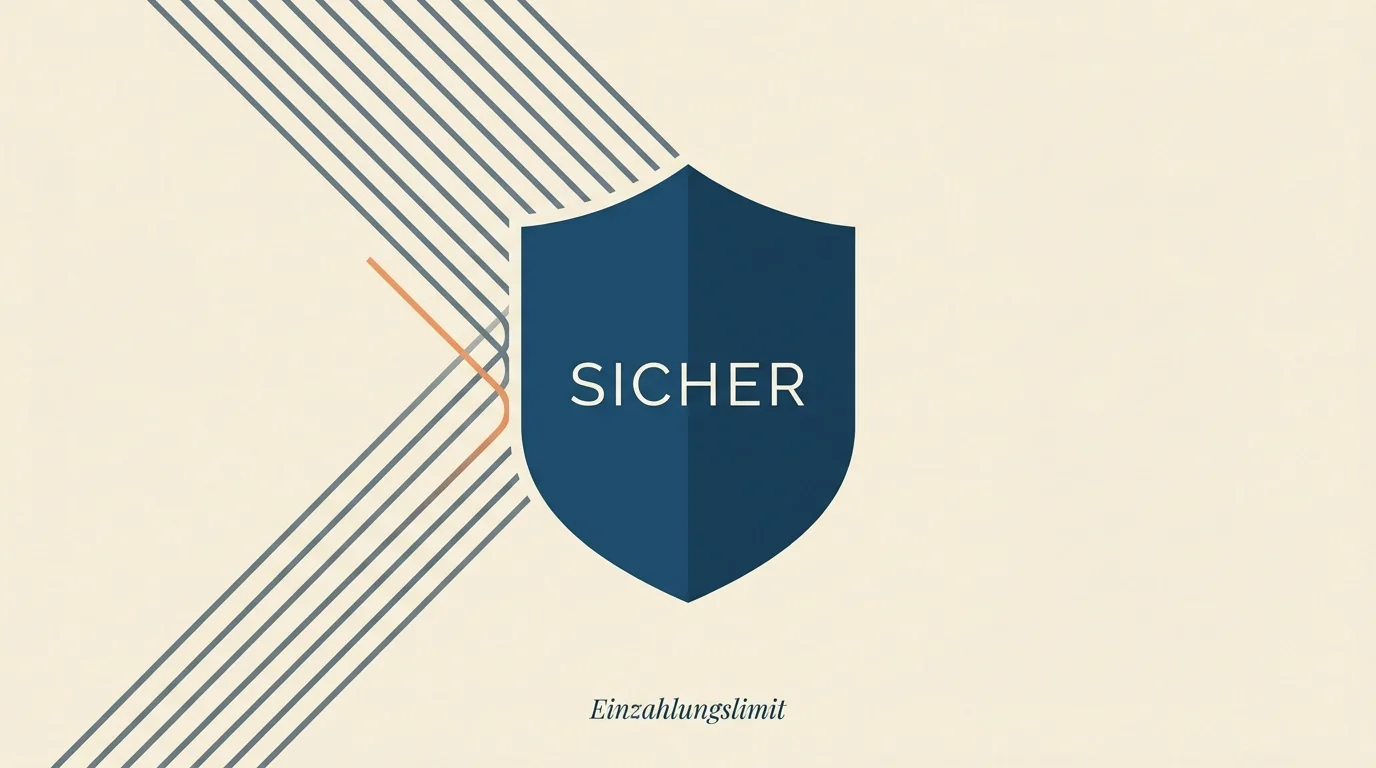 Symbolische Darstellung eines Schutzschilds vor abstrakten Einzahlungs-Strömen, als Metapher für die Schutz-Architektur des GlüStV