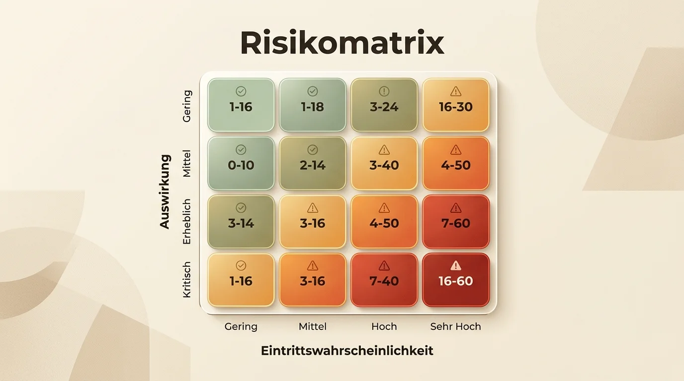 Vier-mal-vier Matrixstruktur als Sinnbild der Risiko-Profile aus Jurisdiktion mal Geschäftsmodell