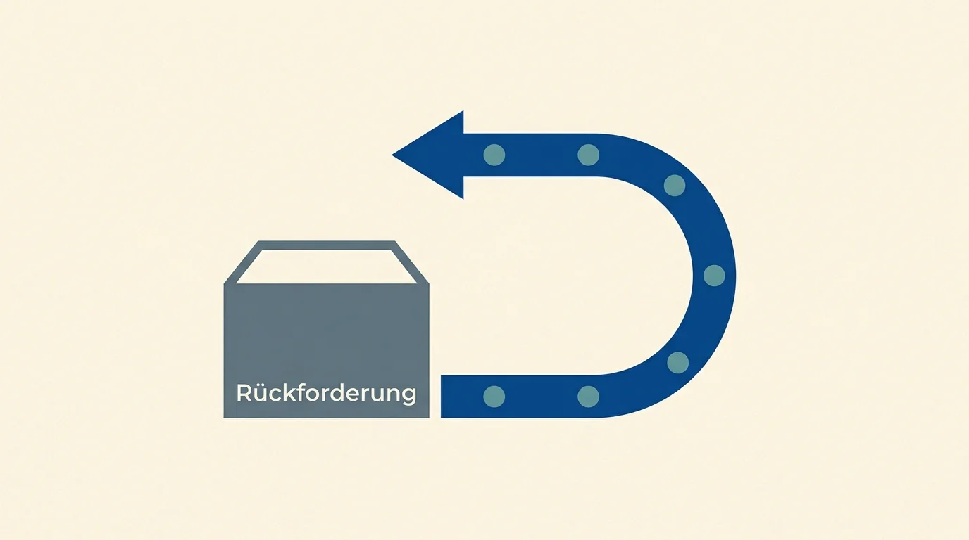 Stilisierte Darstellung von Einsatz-Symbolen, die einen Pfeil zurück zur Ausgangsposition vollziehen, redaktionelle flache Komposition